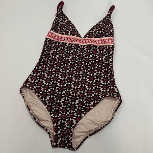 Kate Spade Women's Floral Tile Triangle One Piece Swimsuit Multi-Color Size XS